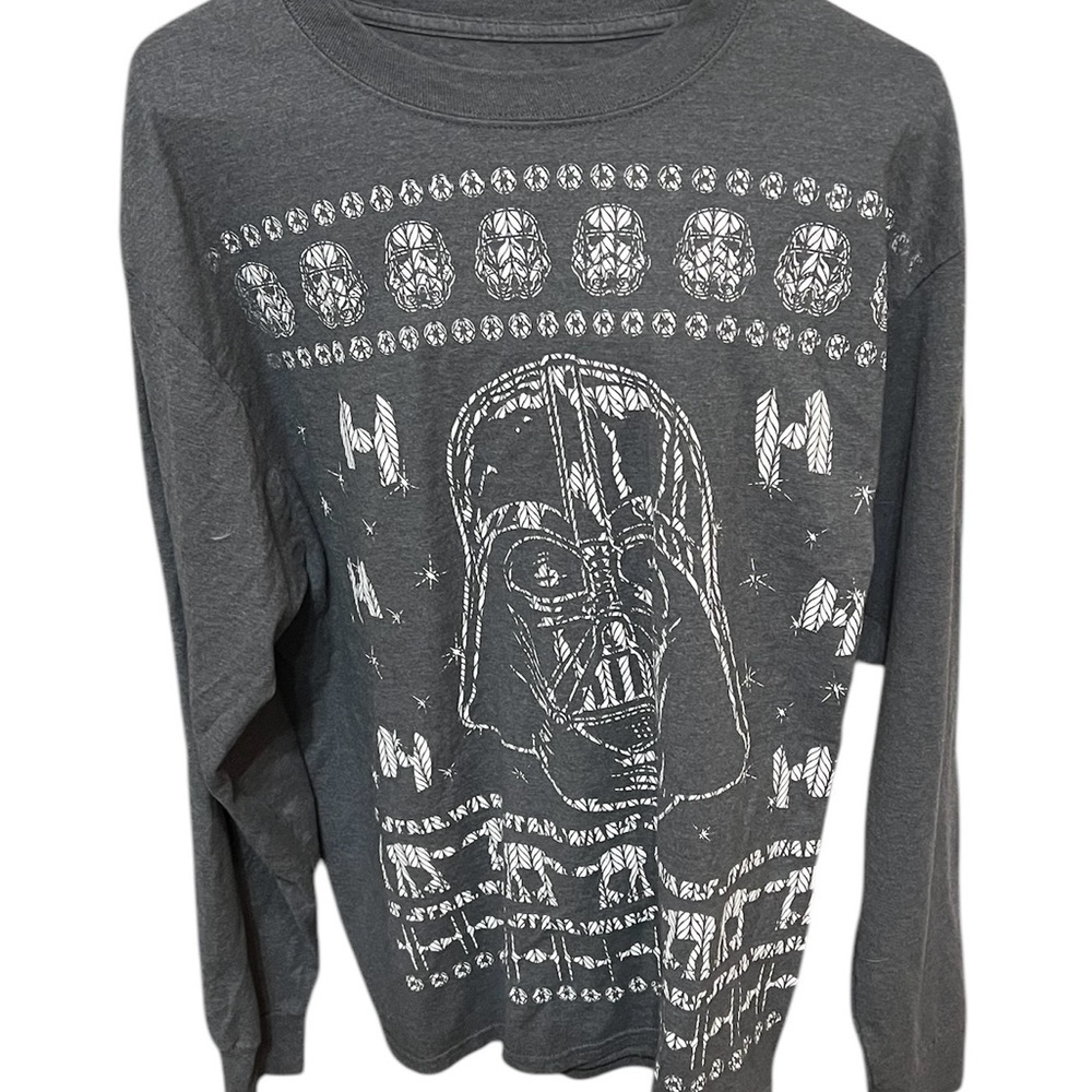 Disney Gray Crewneck Long Sleeve Tee with Star Wars Design